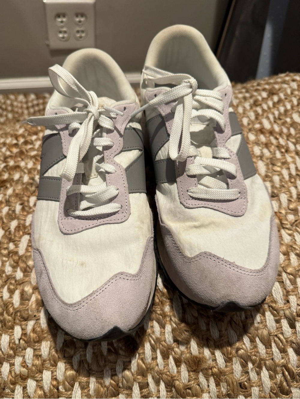 New Balance 237 Sneakers Men’s 9 Gray White Suede Nylon Low Top Chunky Sole
